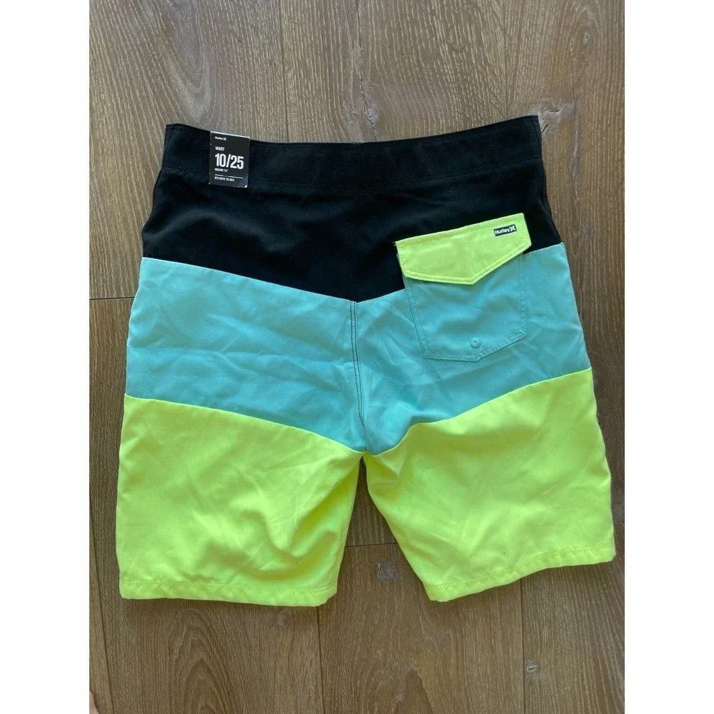 NWT Boys Hurley Triple Threat Board Shorts Black Blue Size 10 Swim Trunks